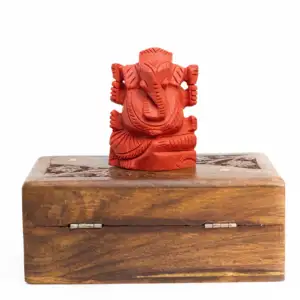 Red Coral Lord Ganesha Statue for Prosperity & Protection
