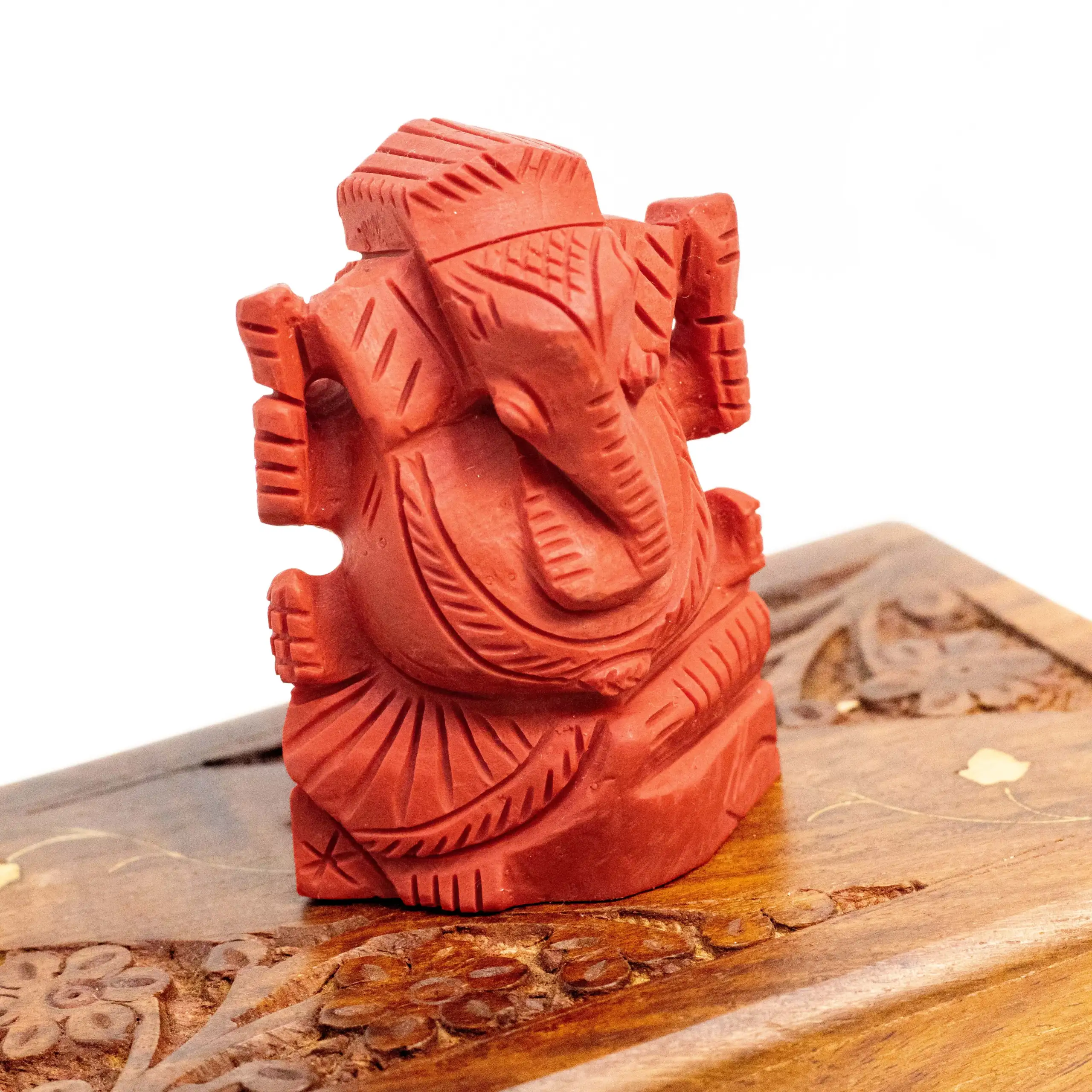 Red Coral Lord Ganesha Statue for Prosperity & Protection - Image 2
