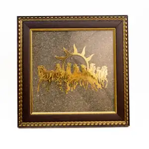 7 Horses with Sun on Natural Pyrite Frame
