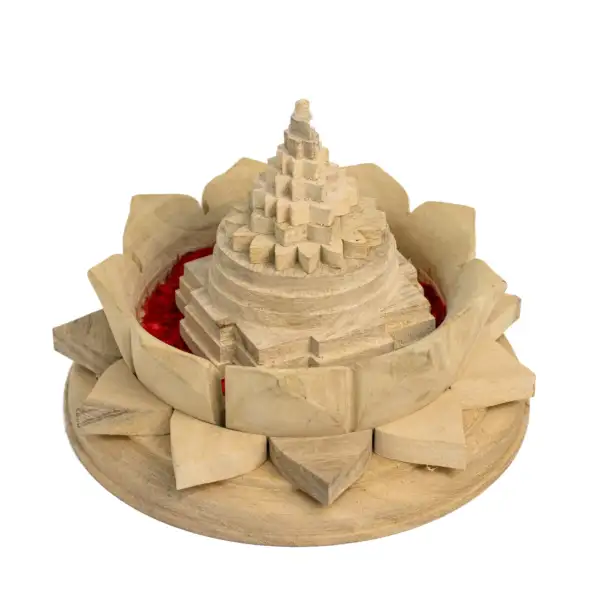 Meru Shriparni Lotus (Kamal) Wooden Shri Yantra