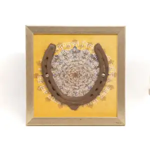 Good Luck Antique Horseshoe with a Mandala Backdrop