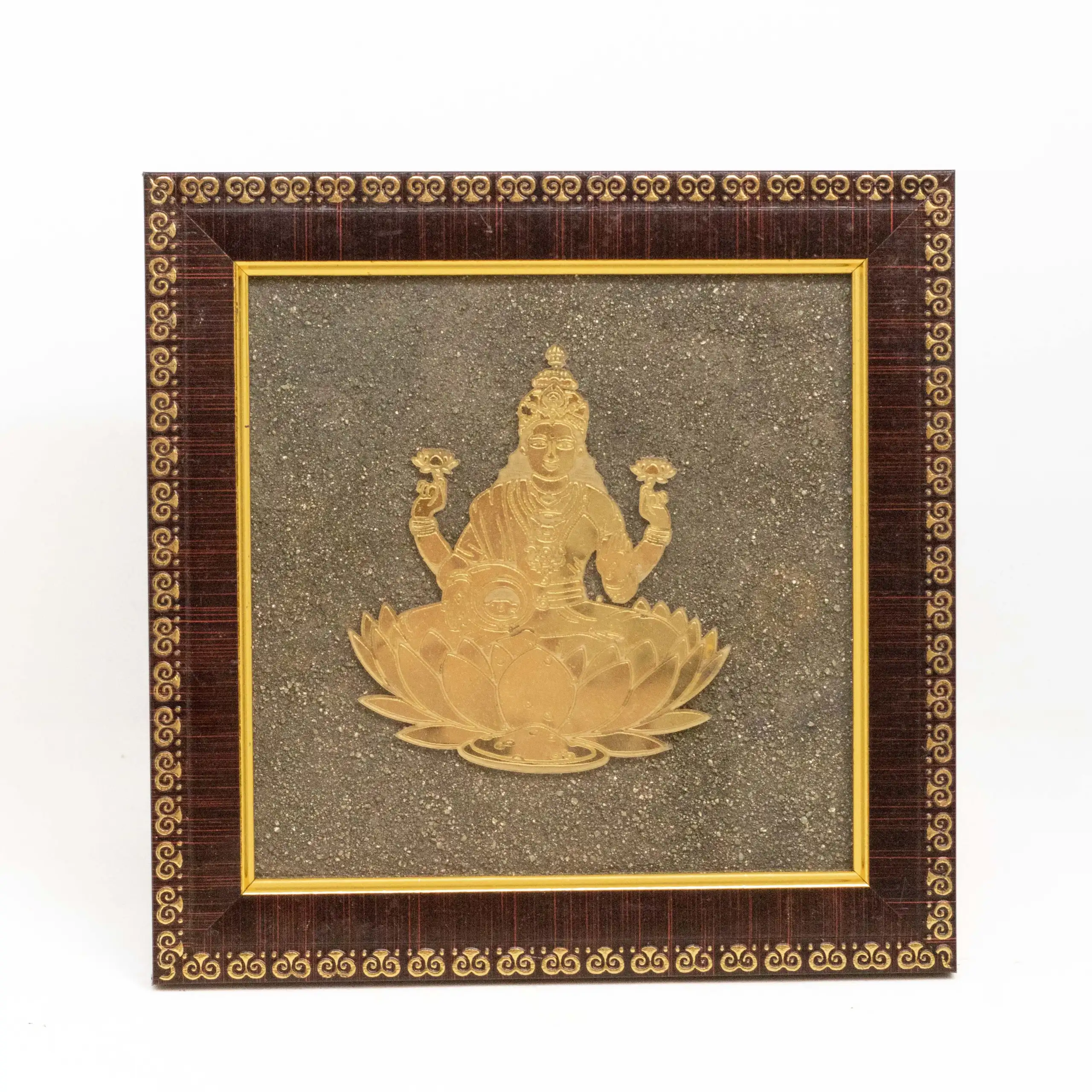 Golden Maha Laxmi Wall Art Pyrite Dust Frame